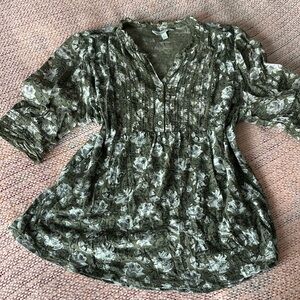 Green Floral Top